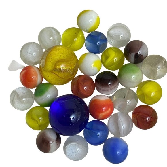 Classic Marbles Set with Leather Pouch 27 Glass Marbles - Picture 2 of 7